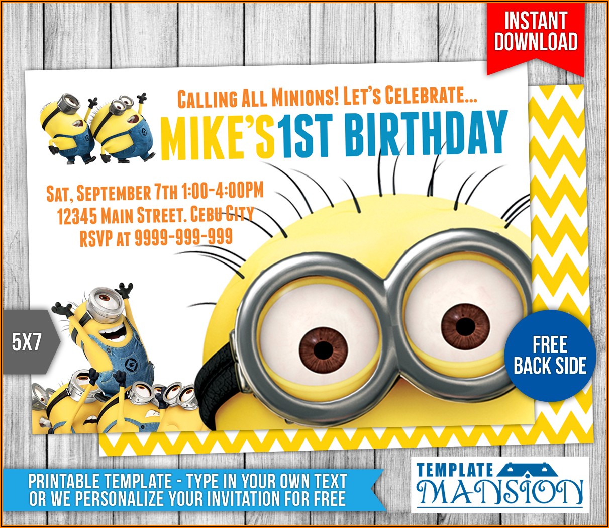 Minions First Birthday Invitation
