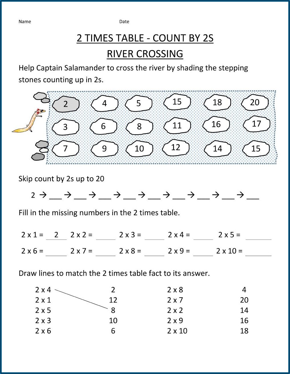 Multiplication Worksheets Two Times Tables