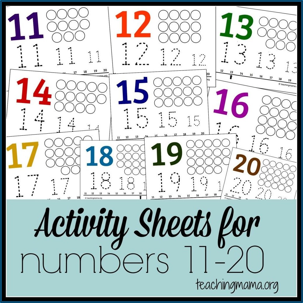 Number 11 20 Worksheets For Preschool