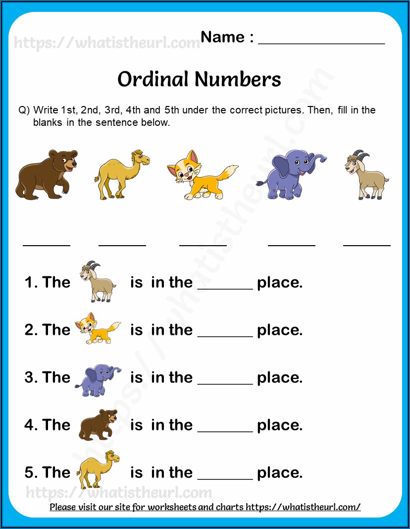 Ordinal Numbers Worksheets For Grade 1 Pdf