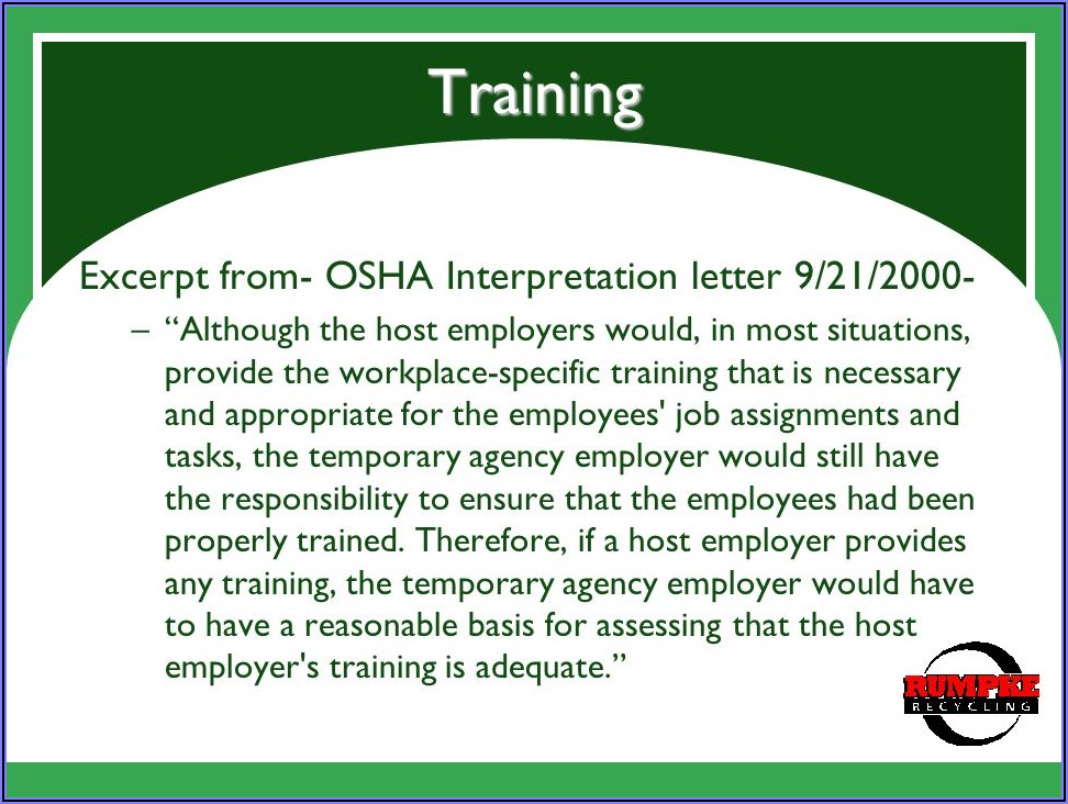 Osha Letters Of Interpretation Work Related