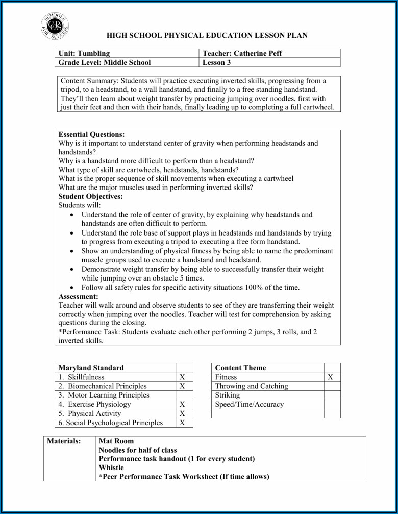 Physical Education Worksheets For 3rd Grade