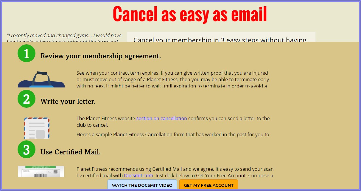 Planet Fitness Cancel Membership Letter Template