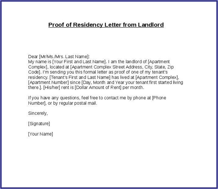 Proof Of Residency Letter From Family Member