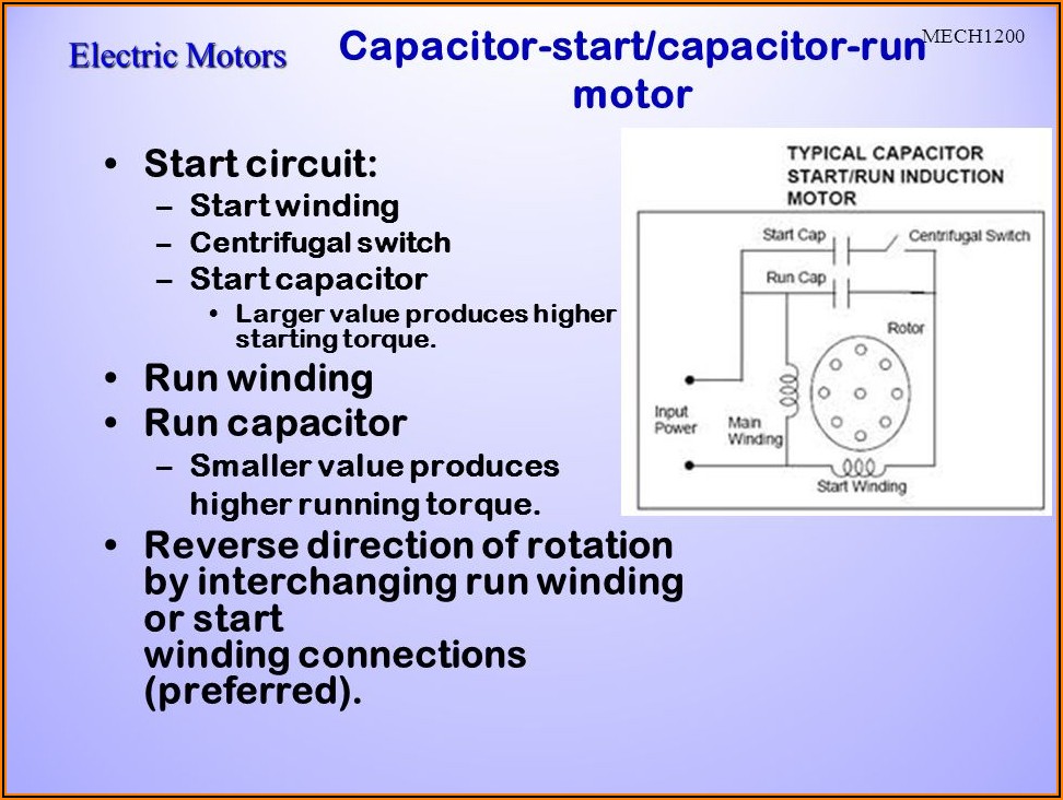 Run Capacitor Wiring Diagram