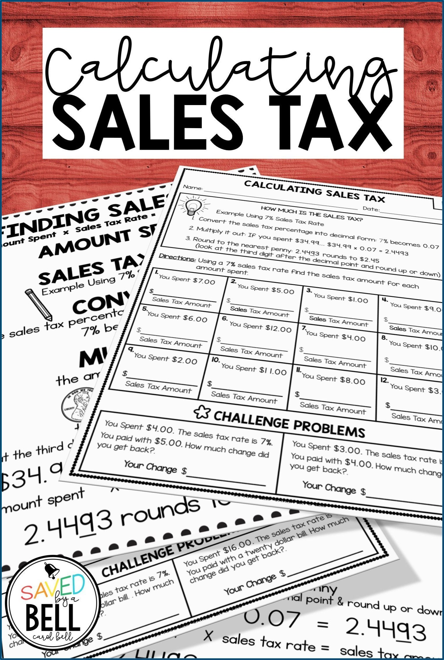 Sales Tax Math Worksheet