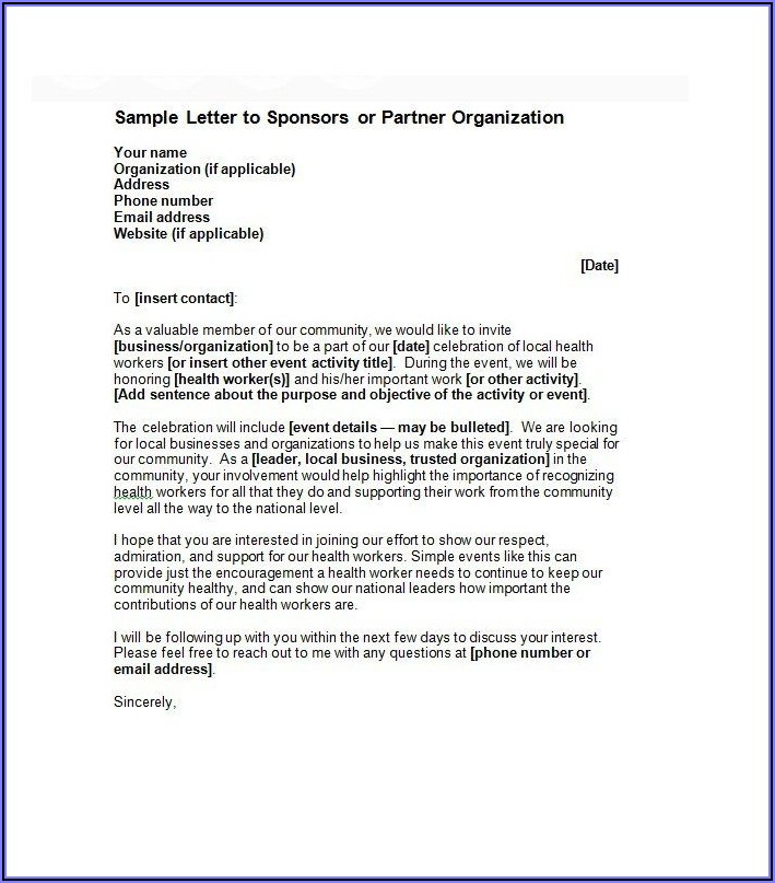 Sample Letter Asking For Sponsorship For A Conference