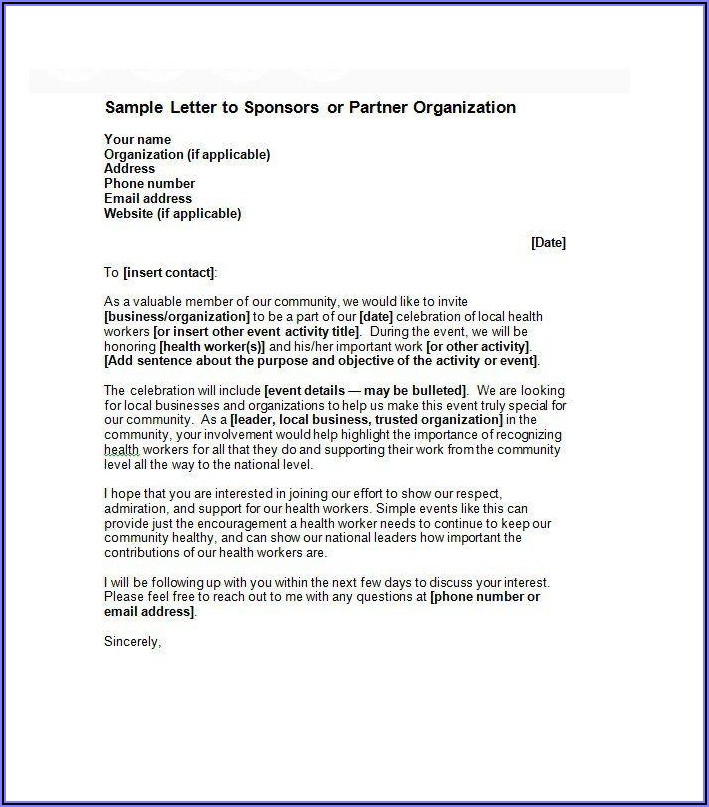 Sample Sponsorship Proposal Letter For Events