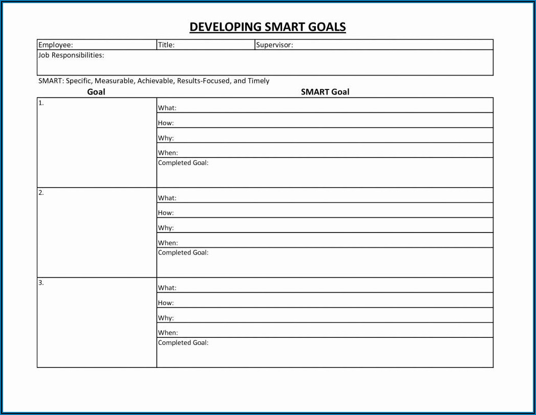 Smart Goal Setting Worksheet For Employees