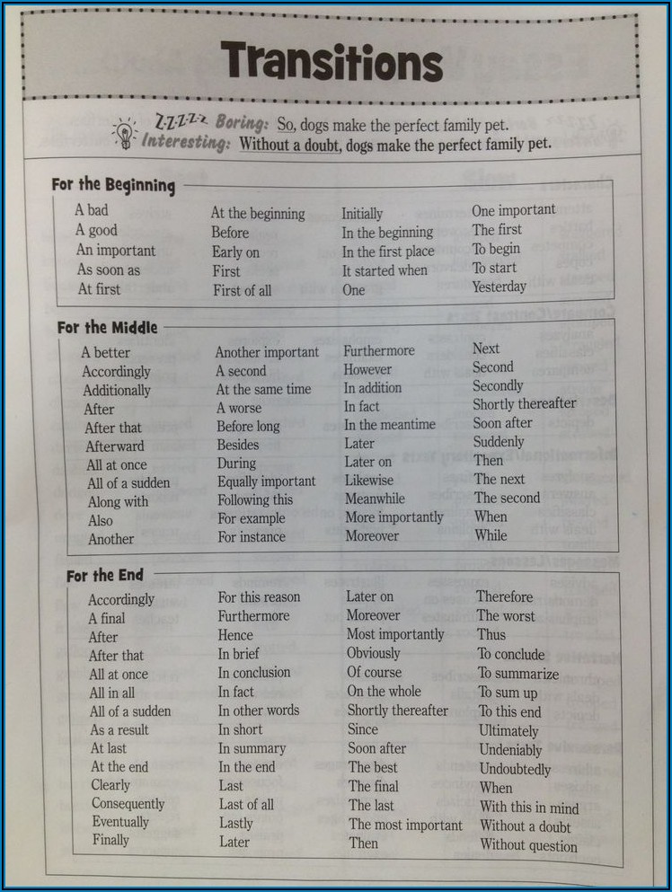 Transition Words Worksheet 5th Grade Pdf