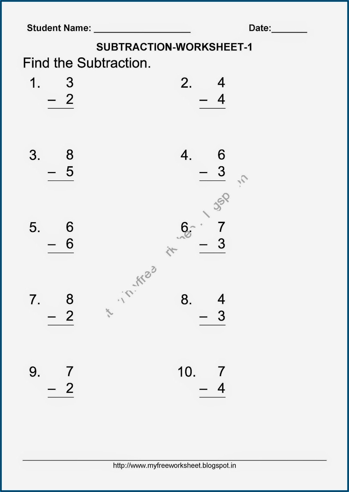 Whole Number Worksheet Year 1