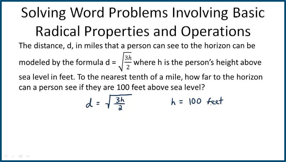 Word Problems Involving Radical Equations Worksheet Pdf