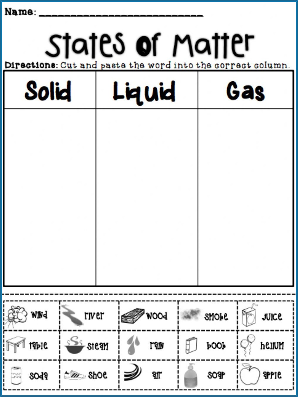 Worksheet For Grade 1 Science Matter