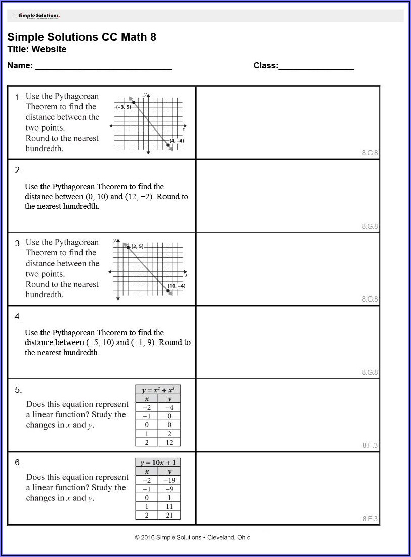 8th Grade Math Assessment Worksheet