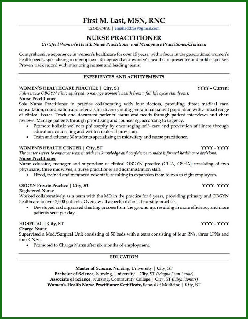 Best Resume Format For Nurse Practitioner