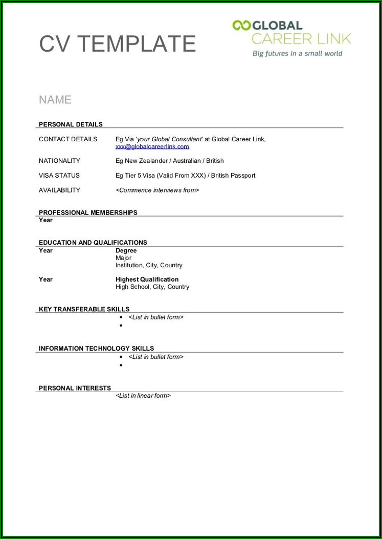 Blank Cv Forms To Fill In