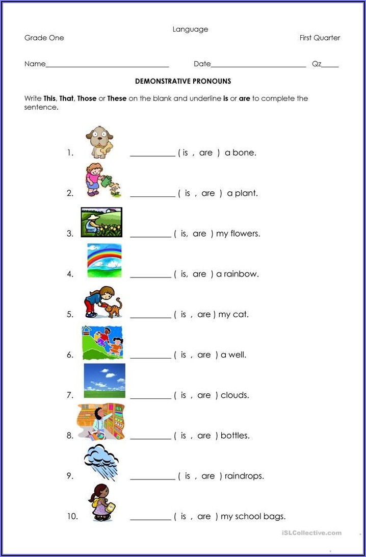 Demonstrative Pronoun Worksheet For Grade 2