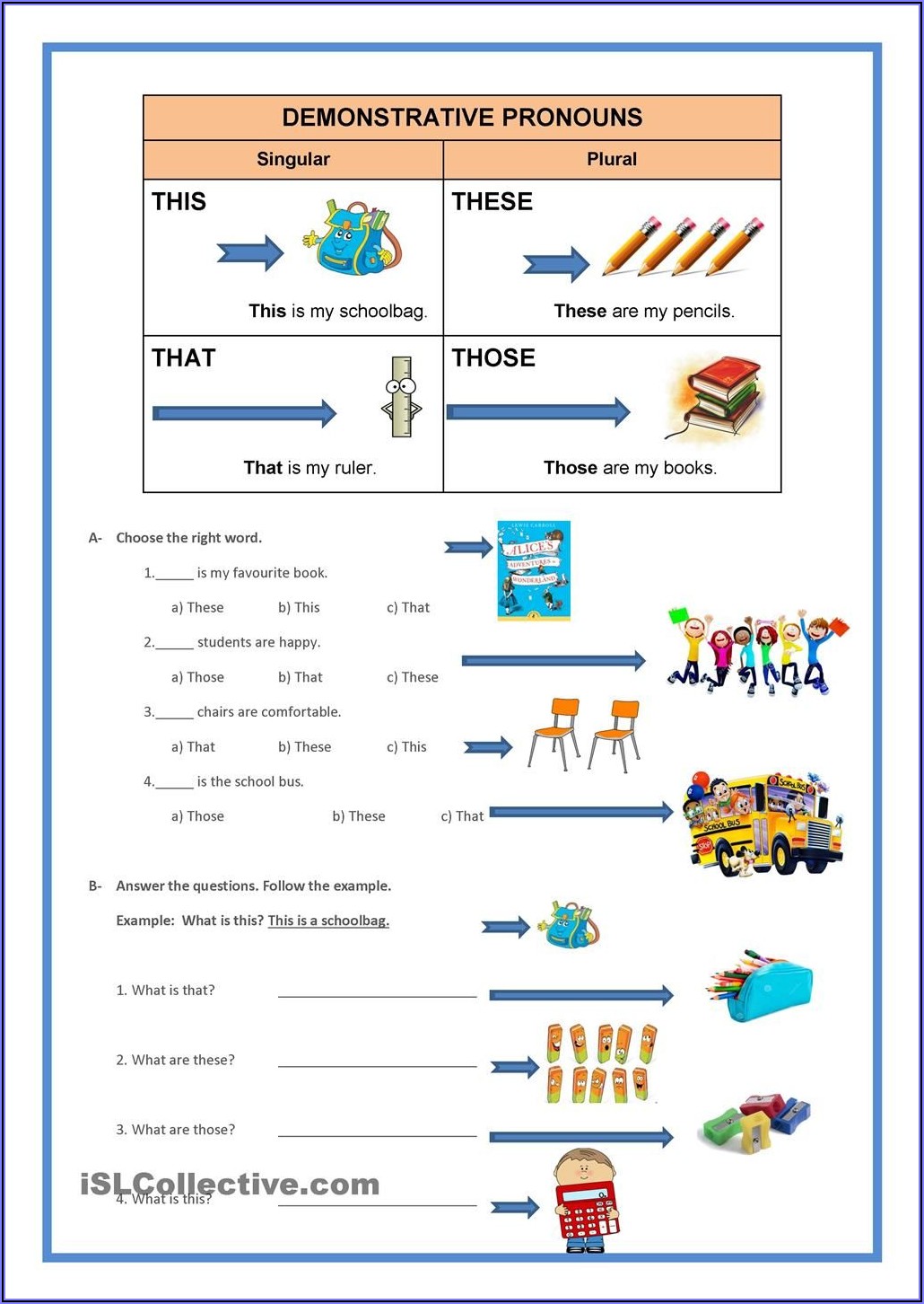 Demonstrative Pronoun Worksheets For Grade 2