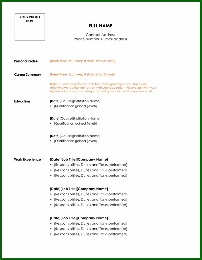 Free Chronological Resume Template Word