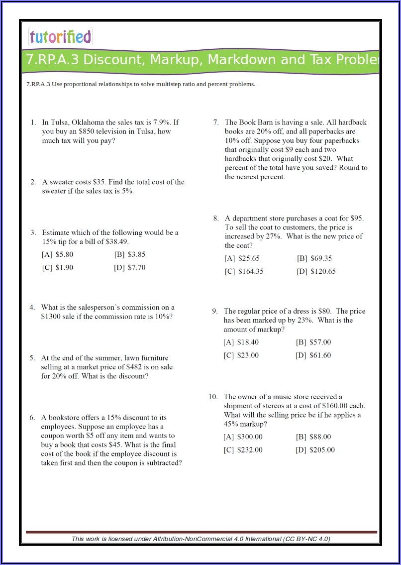 Free Printable Simple Interest Math Worksheets