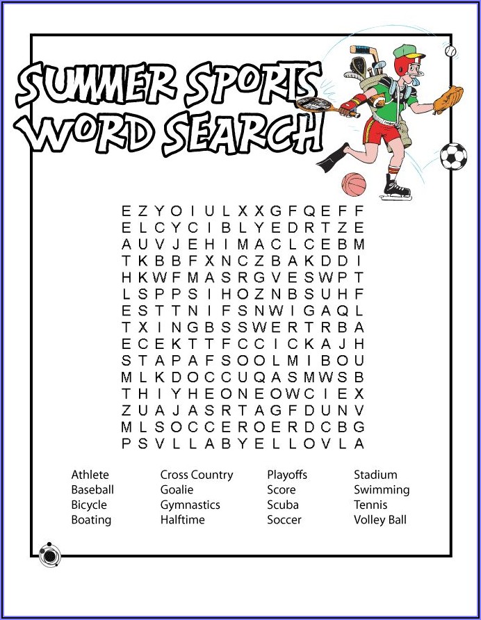 Free Printable Word Search Puzzles Sports