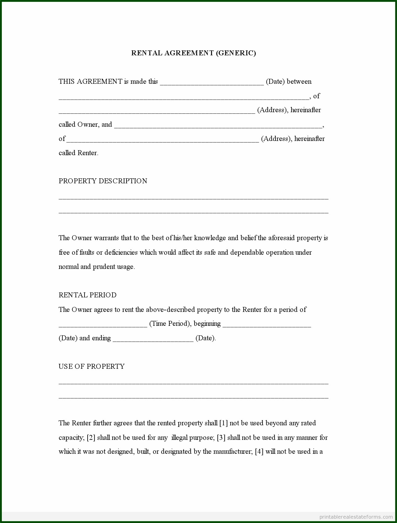 Free Residential Lease Agreement Forms To Print