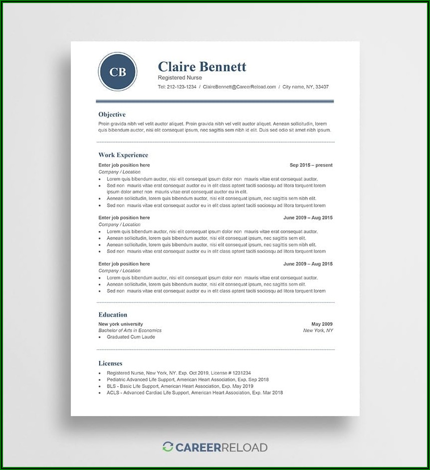 Free Resume Templates For Nurses Download