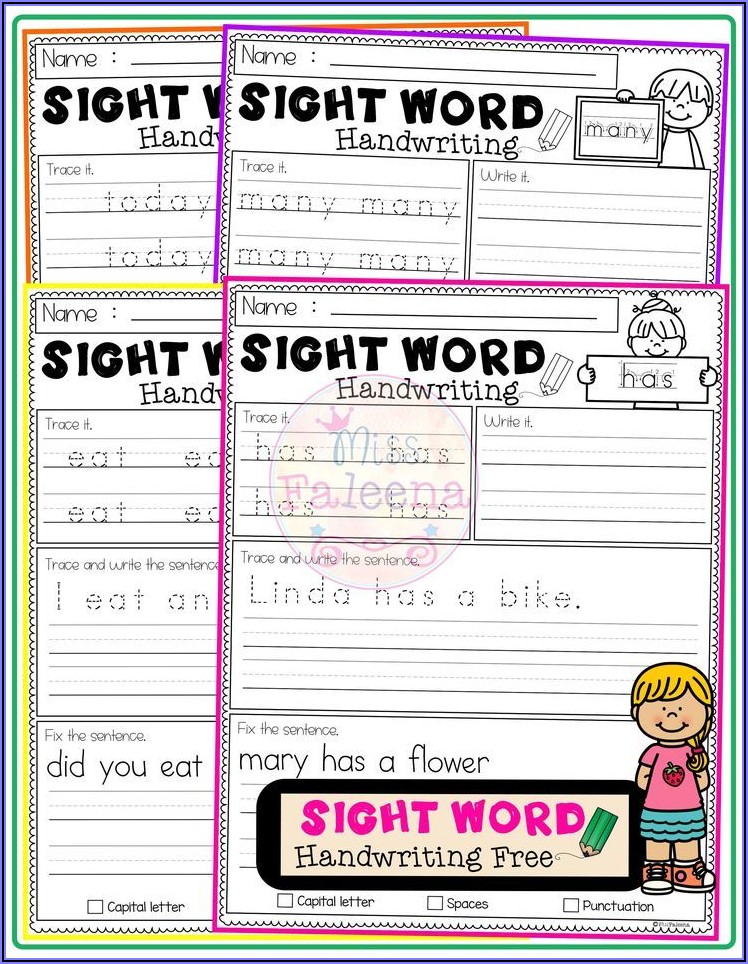 Free Sight Word Handwriting Worksheets