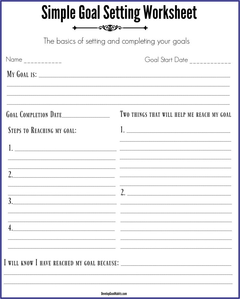 Goal Setting Worksheet For Elementary Students Pdf