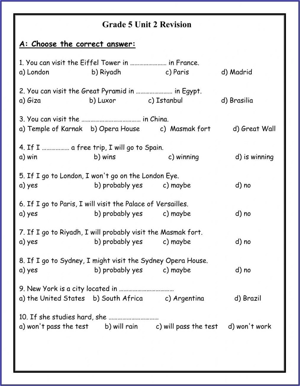 Grammar Worksheets For Grade 5 Pdf