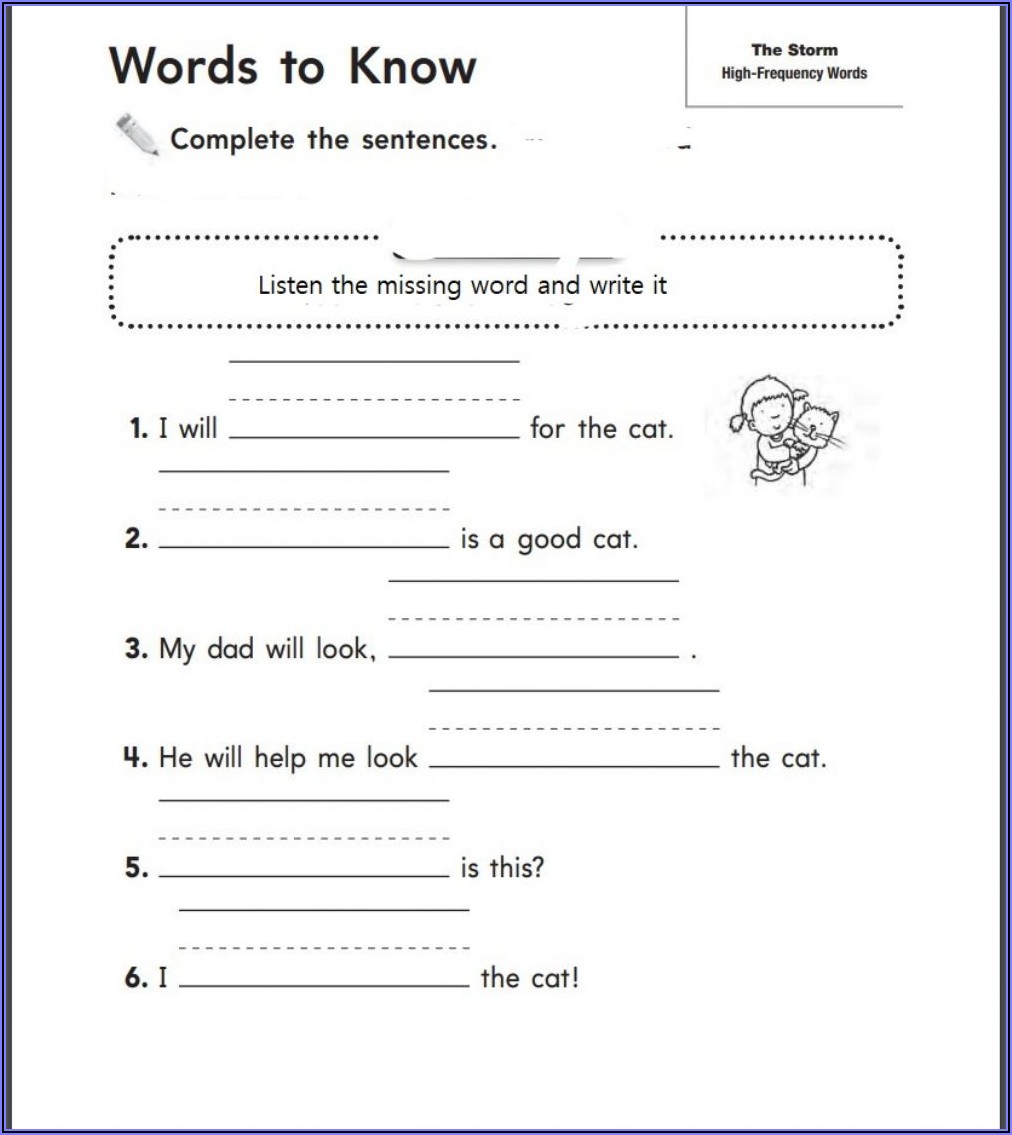 High Frequency Words Spelling Sheets