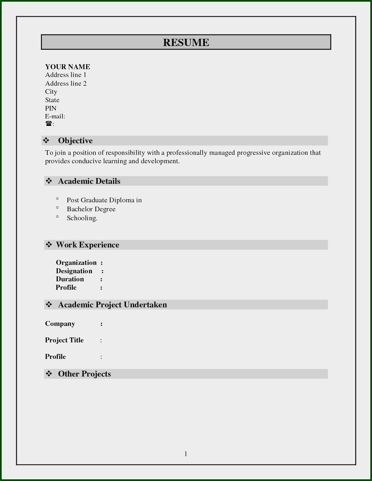 Job Resume Format Download Pdf