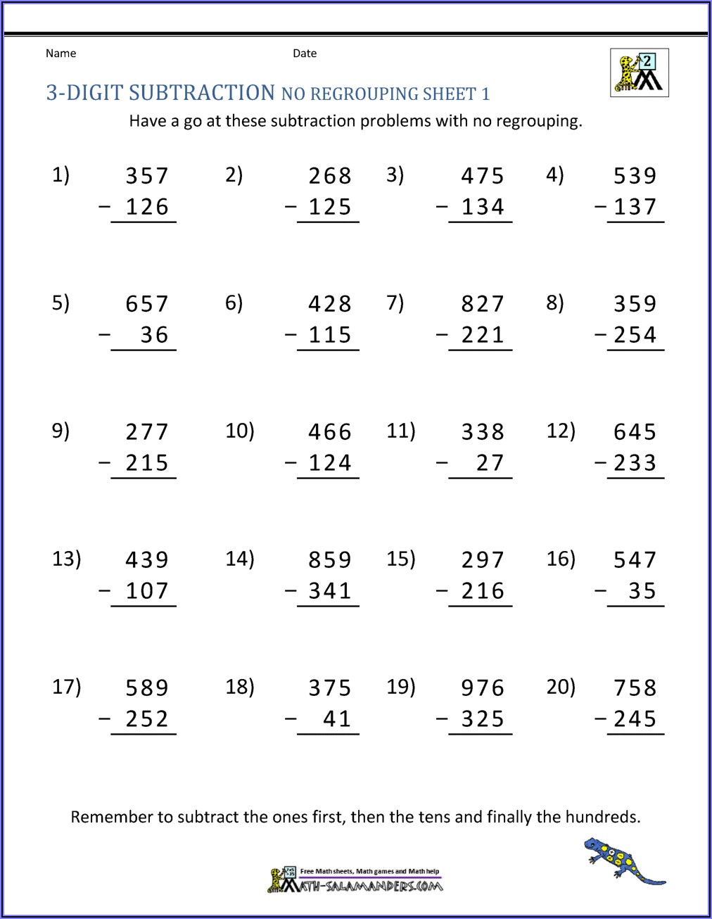 Maths Addition And Subtraction Worksheets For Grade 3
