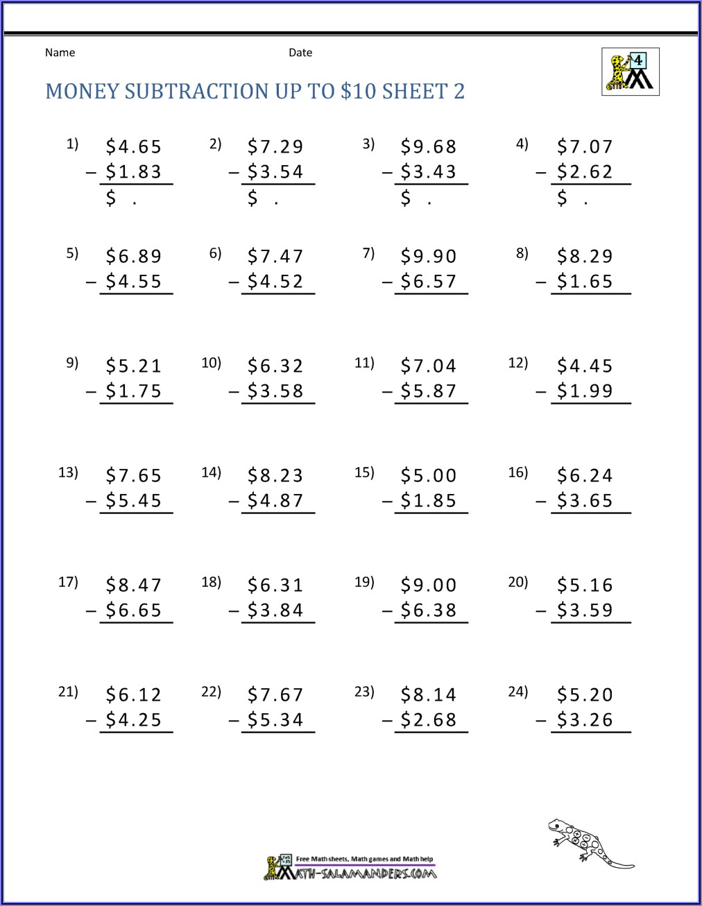 Maths Addition And Subtraction Worksheets For Grade 4