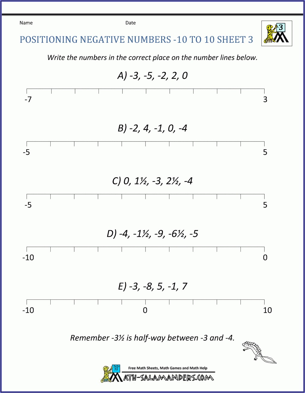 Ordering Rational Numbers Worksheet 6th Grade Pdf