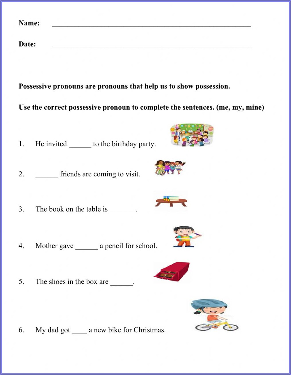 Possessive Pronouns Worksheet For Grade 2 Pdf