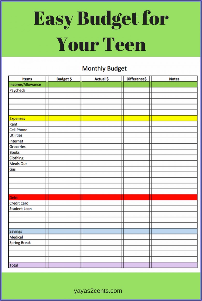 Printable Budget Worksheet For Senior Citizens