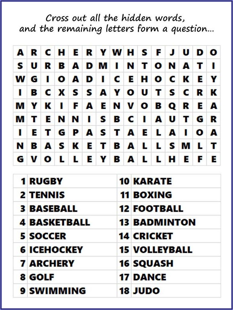 Printable Sports Day Word Search