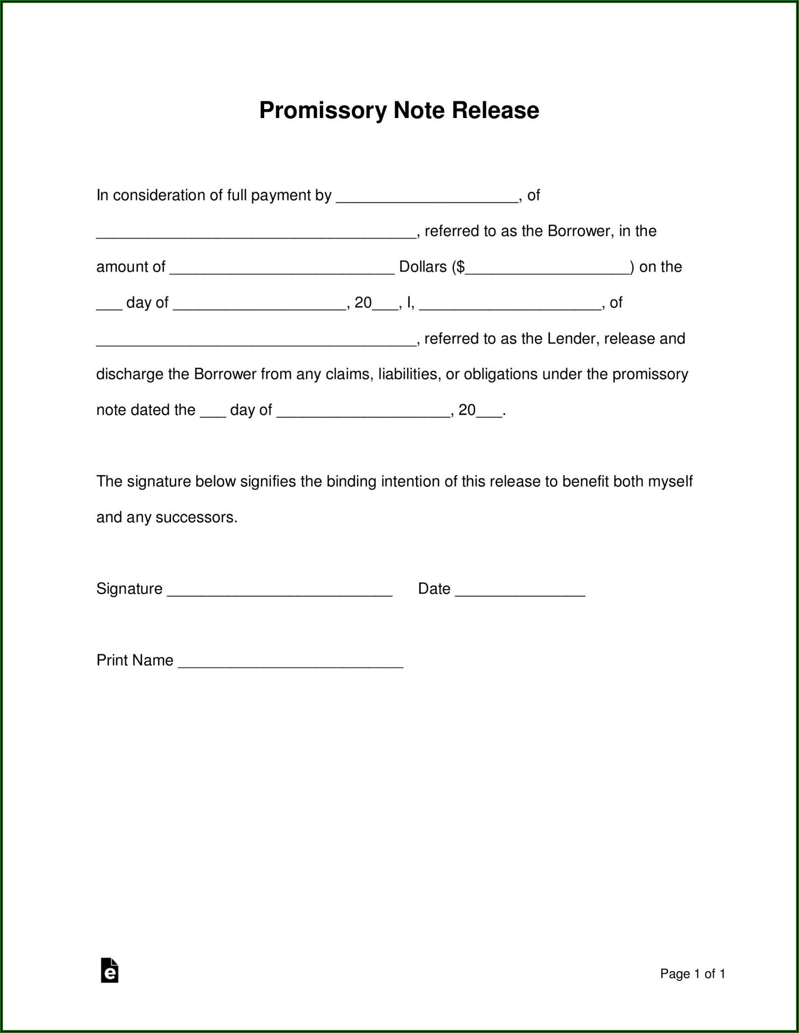 Promissory Note Sample Form