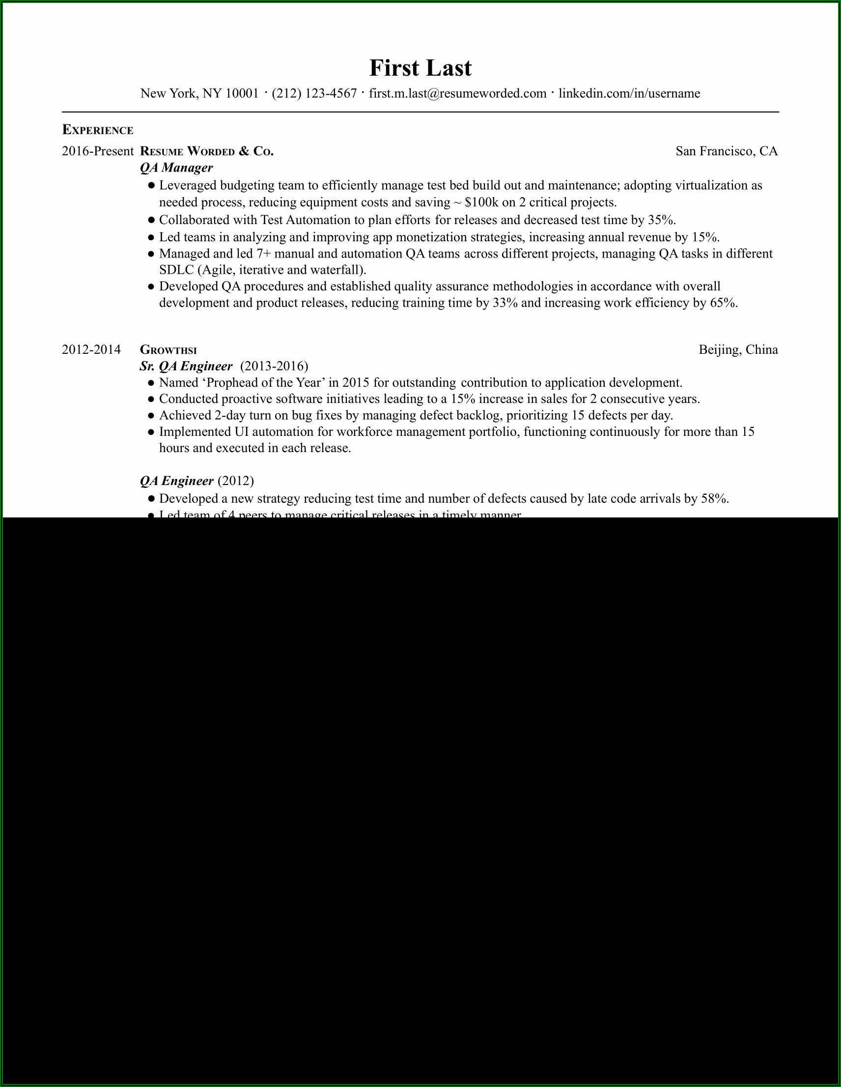 Quality Control Manager Cv Template