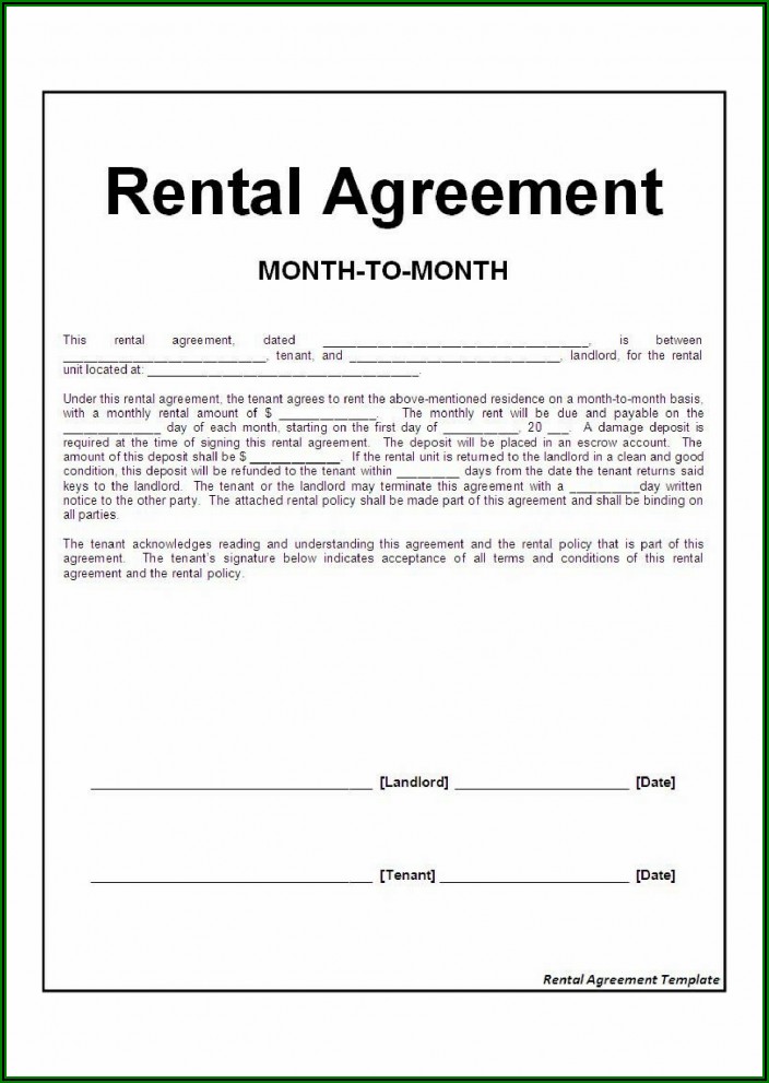 Rental Agreement Form California Month To Month