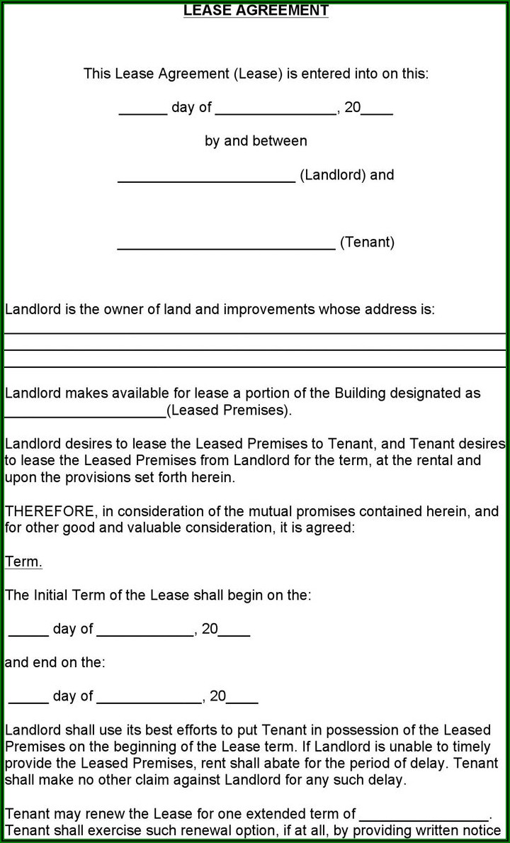 Rental Agreement Form Printable