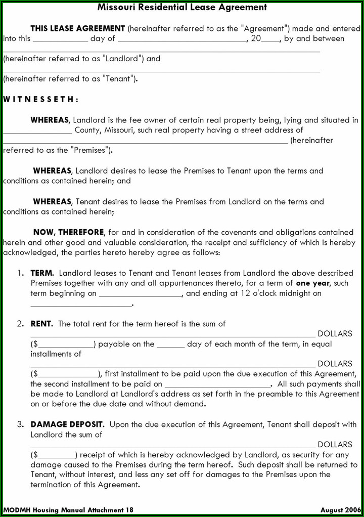 Residential Lease Agreement Form Free