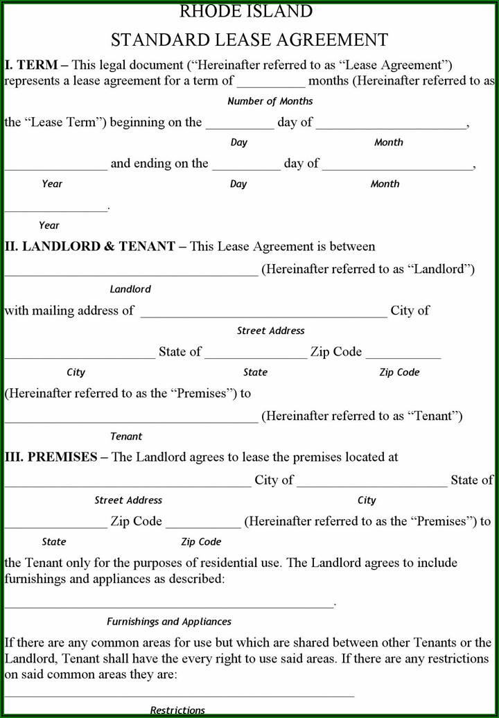 Residential Lease Agreement Form Pdf