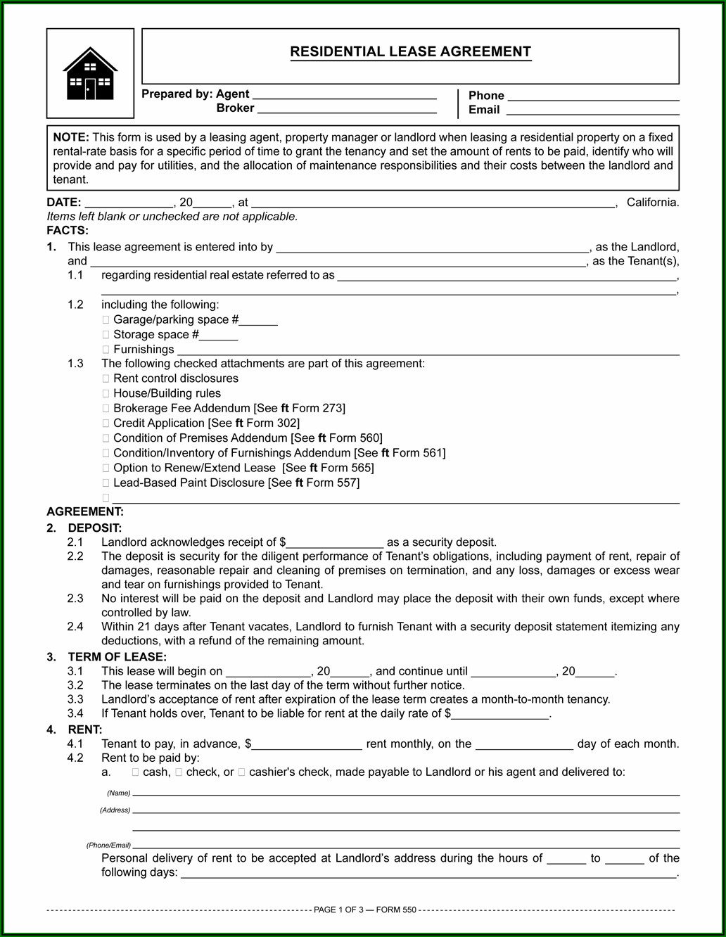 Residential Lease Agreement Form
