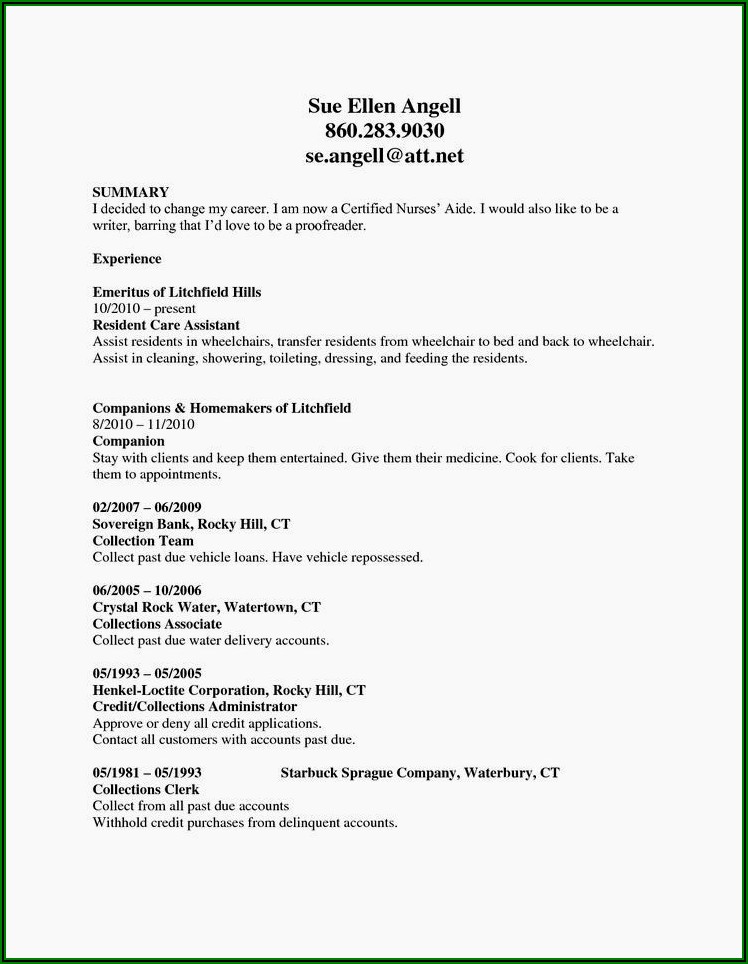Resume Examples For Nurse Aide