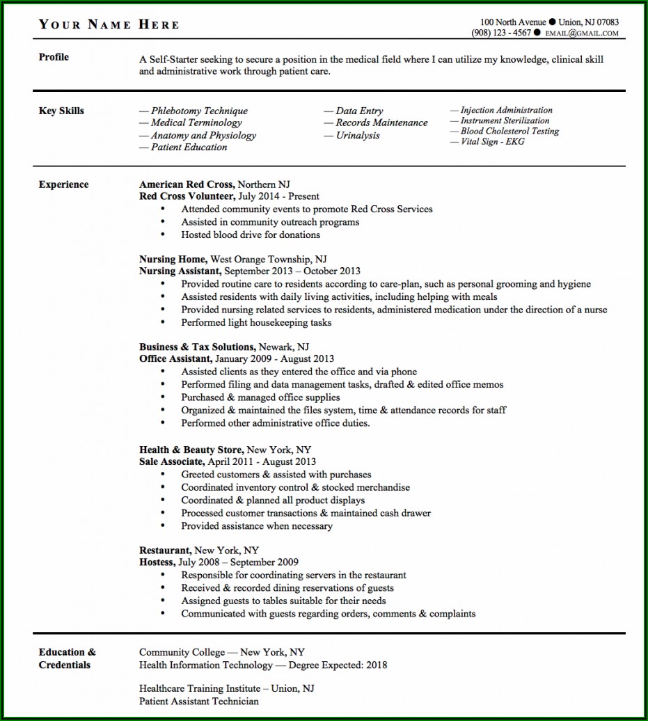 Resume For Medical Assistant Externship