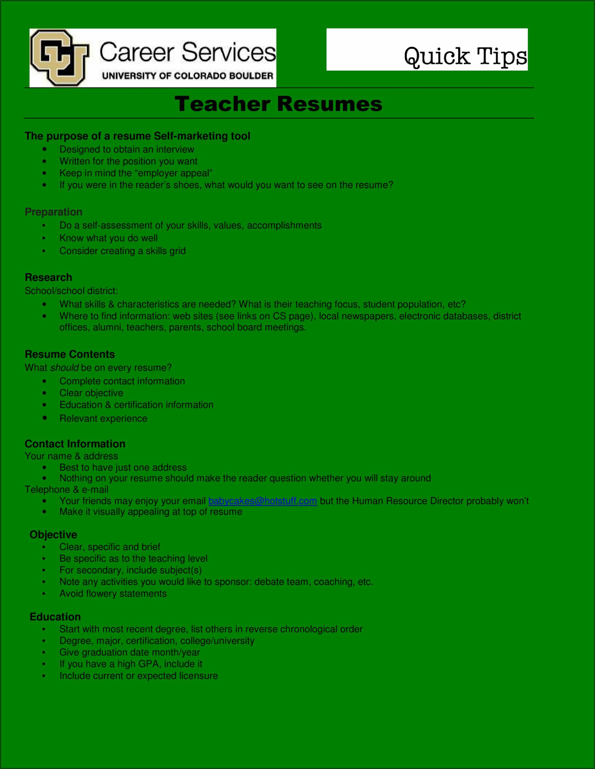 Resume Format For Teaching Job Pdf Download