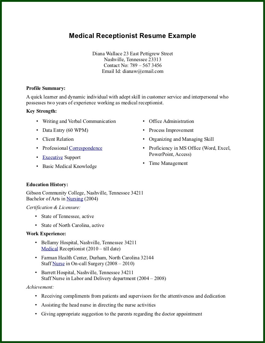Resume Summary Examples For Medical Assistant