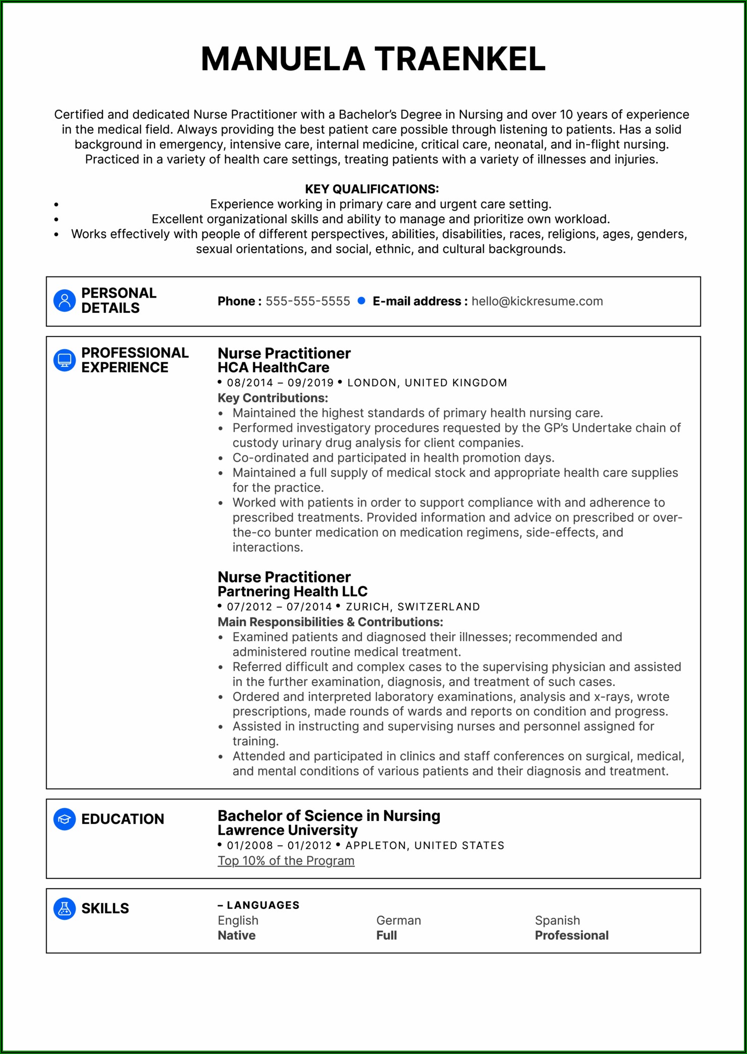 Sample Resumes For Nurse Practitioners